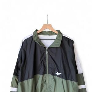 Y2K GREEN REEBOK SPORT WINDBREAKER ZIP UP JACKET L